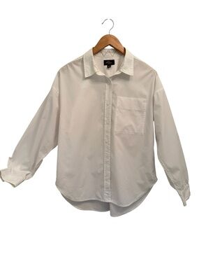 L.L. Bean Signature Premium Essential Poplin Button Down Shirt White Small